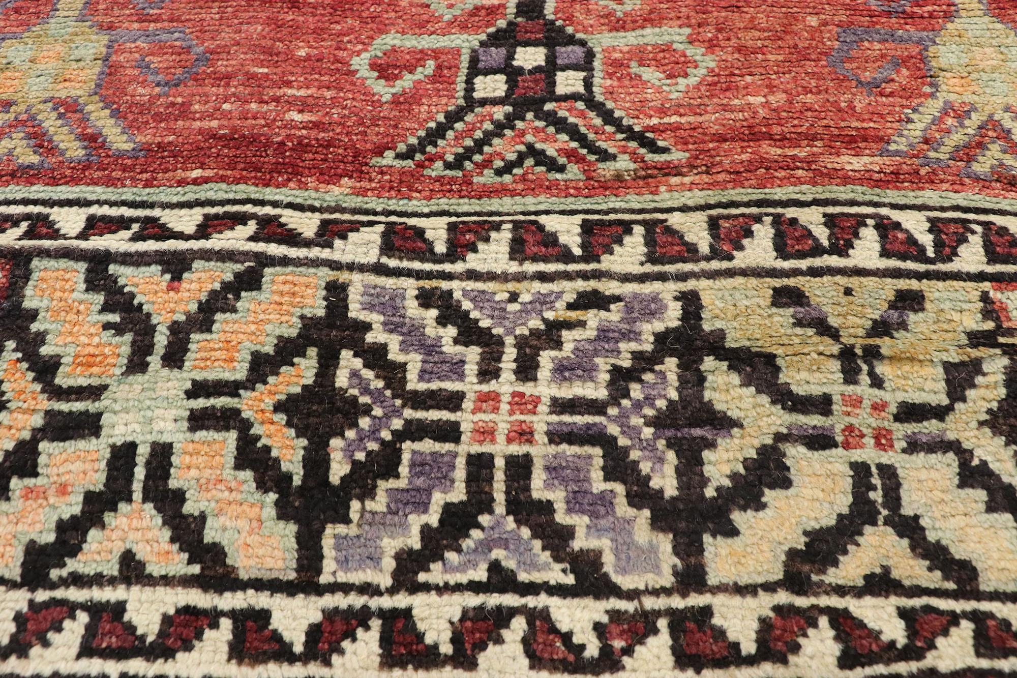 Vintage Anatolian Saph Rug, Turkish Prayer Rug with Multiple Mihrabs  In Good Condition For Sale In Dallas, TX