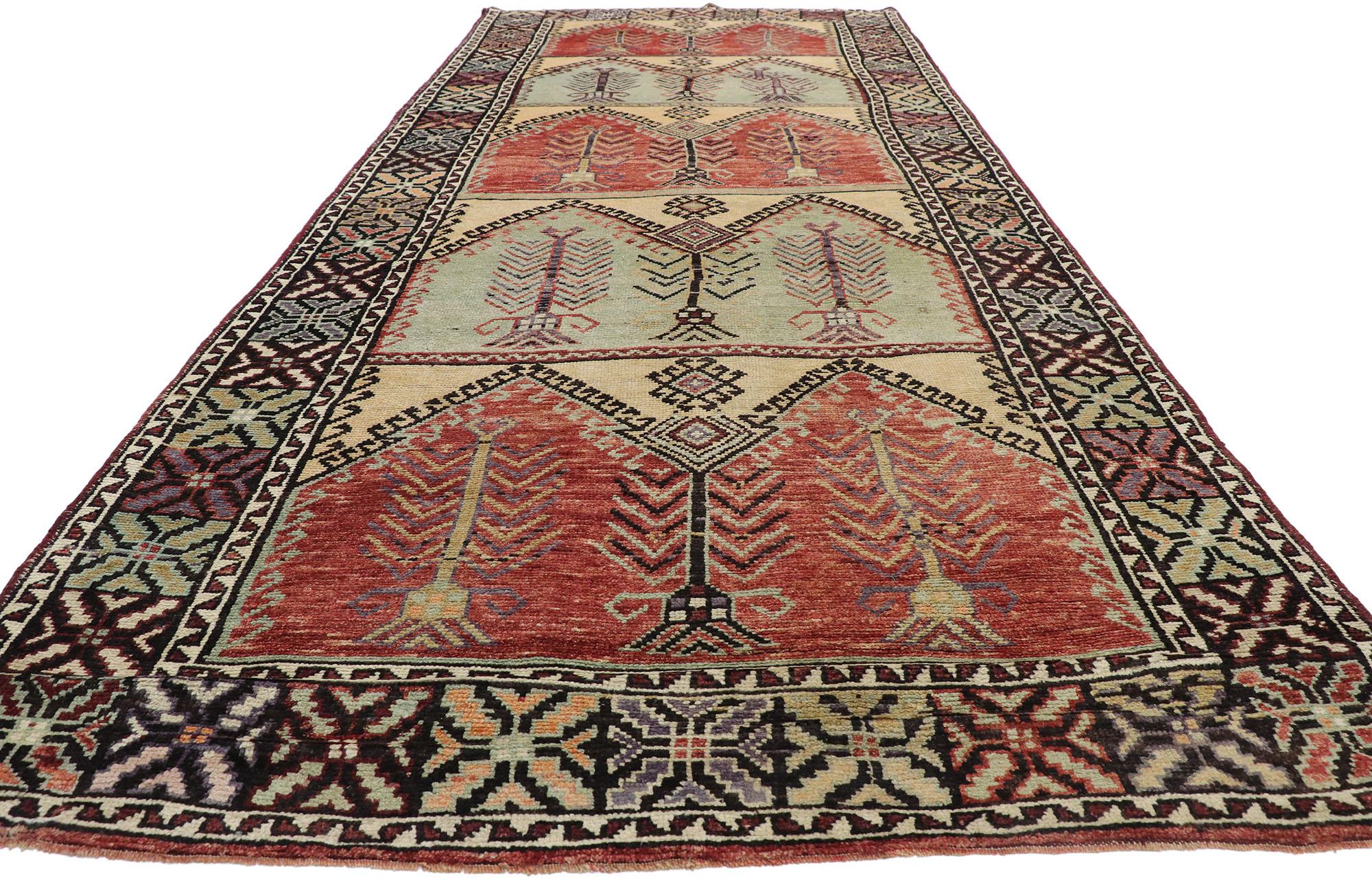 Hand-Knotted Vintage Anatolian Saph Rug, Turkish Prayer Rug with Multiple Mihrabs  For Sale