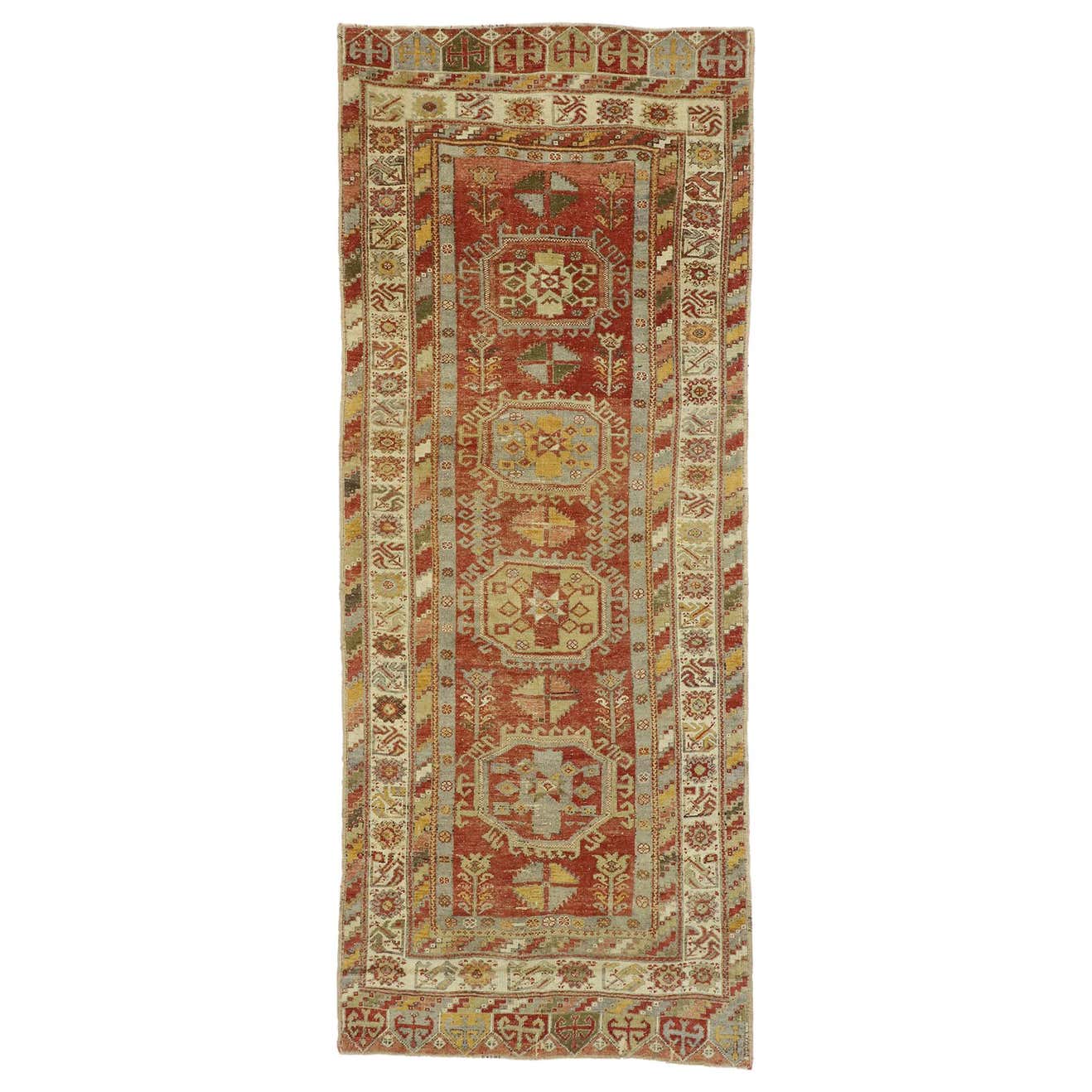 Vintage Turkish Oushak Gallery Rug with Modern Tribal Style, Wide ...