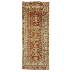 Retro Turkish Oushak Gallery Rug with Modern Tribal Style, Wide Hallway Runner