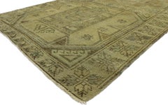 Vintage Turkish Oushak Gallery Rug with Plantation Style, Wide Hallway Runner