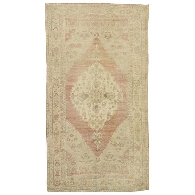 Vintage Turkish Oushak Gallery Rug with Rustic Arts and Crafts Style ...