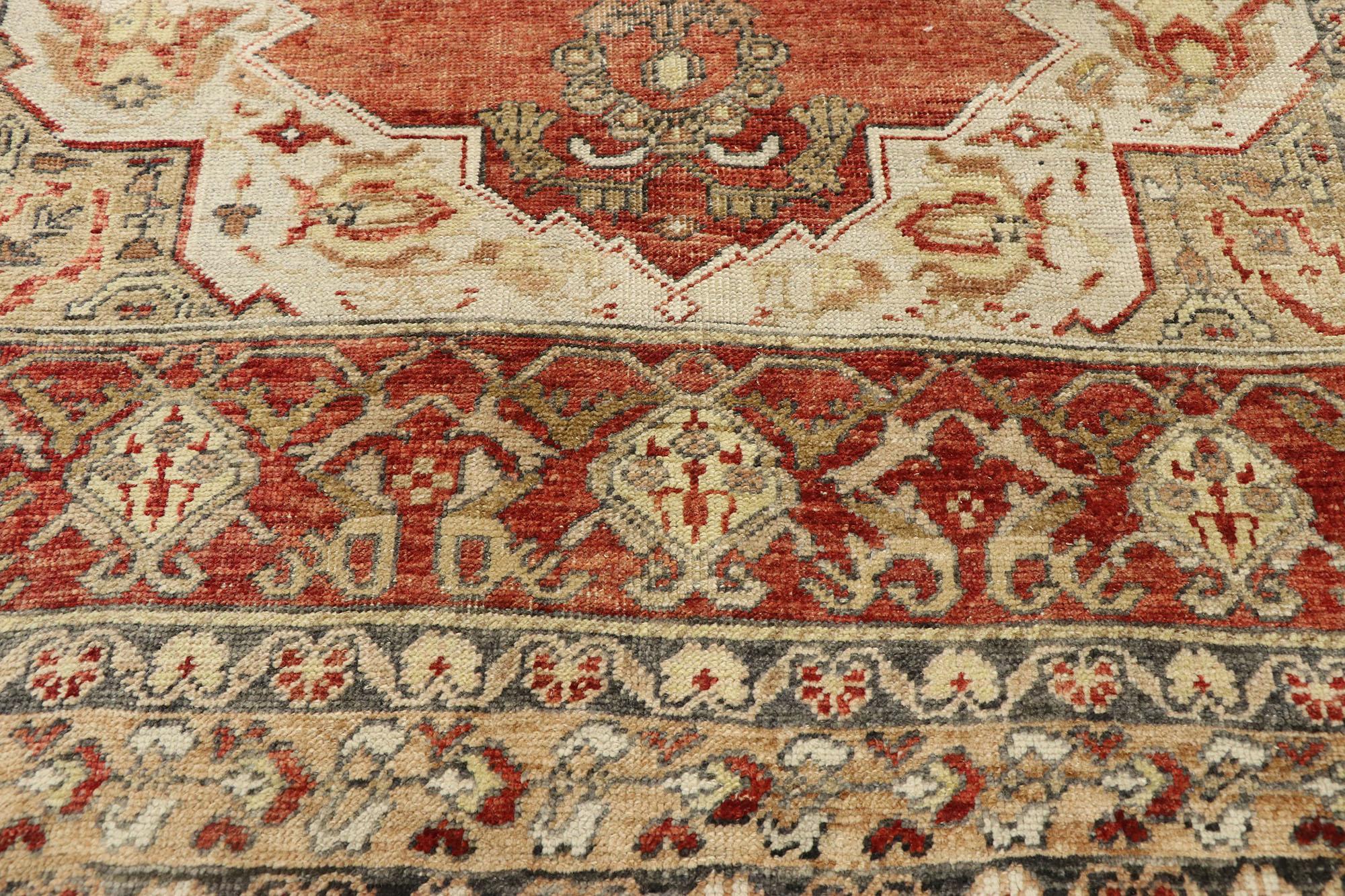 Hand-Knotted Vintage Turkish Oushak Gallery Rug with Rustic Spanish Colonial Style For Sale