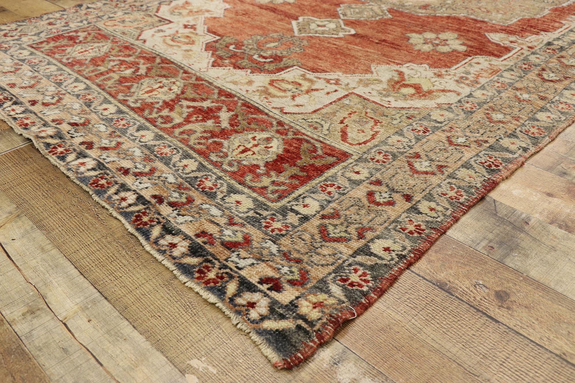 20th Century Vintage Turkish Oushak Gallery Rug with Rustic Spanish Colonial Style For Sale