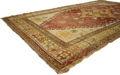 1950's Turkish Oushak Gallery Rug with Rustic Tribal Style