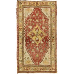 Vintage Turkish Oushak Gallery Rug with Rustic Tribal Style