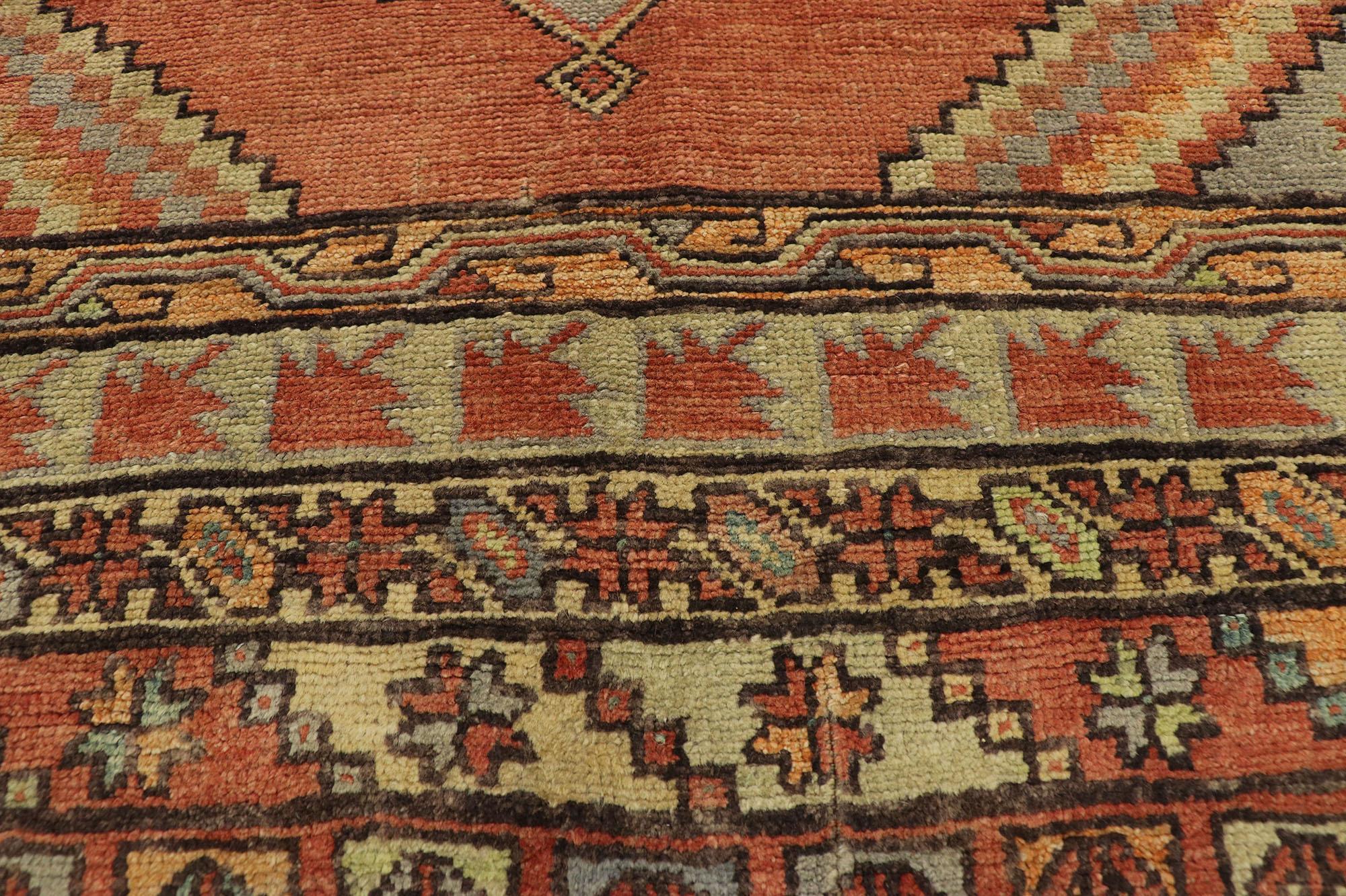 Vintage Turkish Oushak Gallery Rug with Spanish Mission Style, Hallway Runner In Good Condition In Dallas, TX