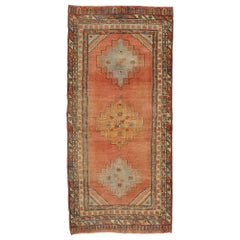 Vintage Turkish Oushak Gallery Rug with Spanish Mission Style, Hallway Runner