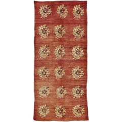 Retro Turkish Oushak Gallery Rug with Traditional Style, Wide Hallway Runner