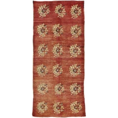 Alfombra Turca Vintage Oushak de Galería con Estilo Tradicional, Pasillo Ancho