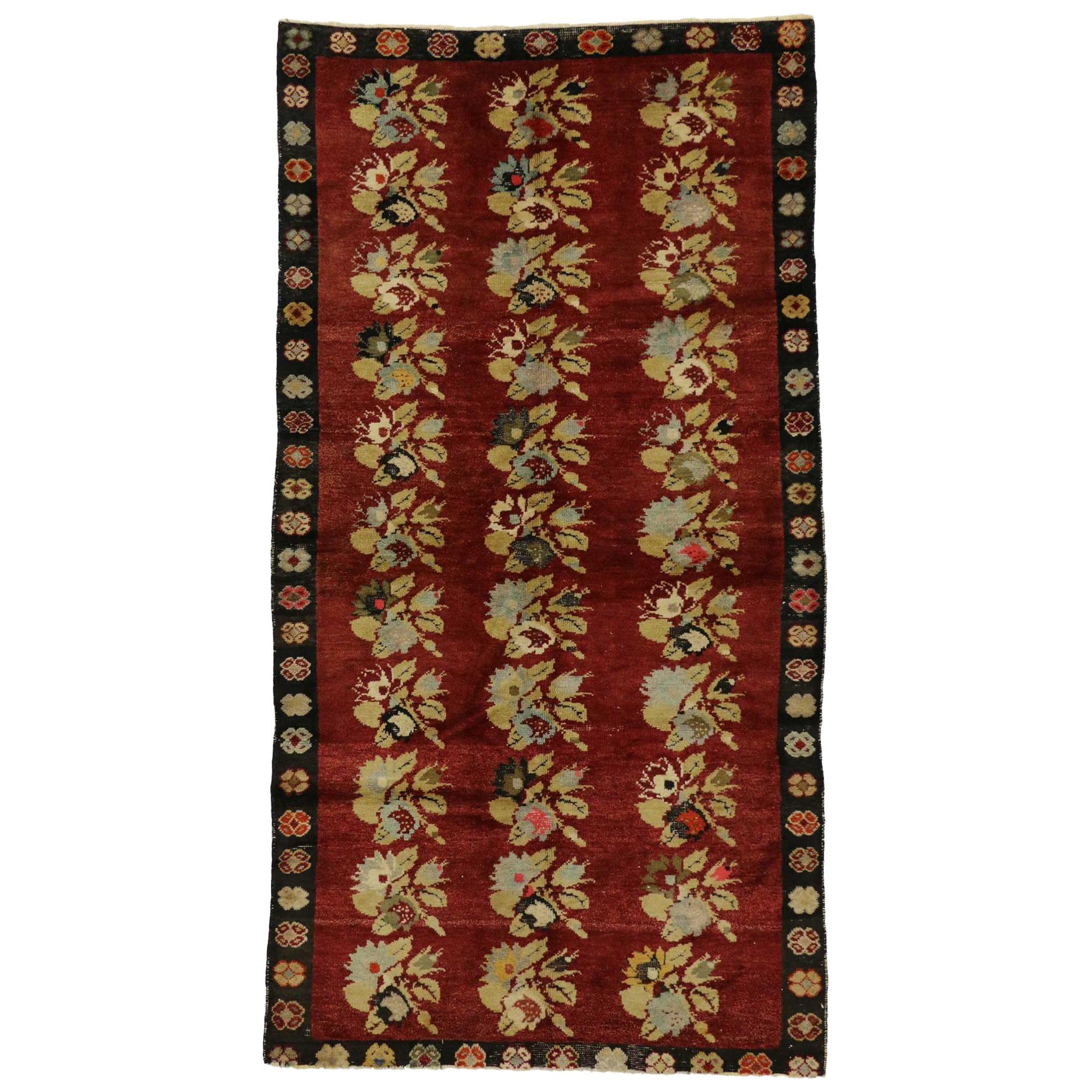 Vintage Turkish Oushak Runner with Traditional Style, Wide Hallway