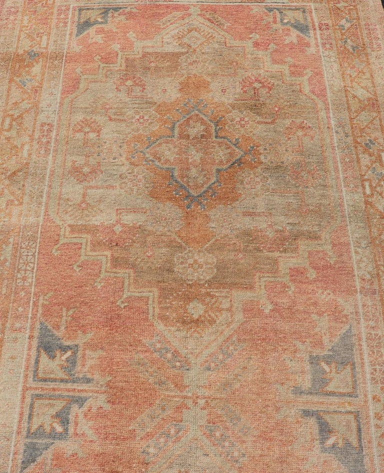Vintage Turkish Oushak Gallery Rug with Tribal Medallion Design ...