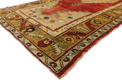Vintage Turkish Oushak Gallery Rug with Tudor Style, Wide Hallway Runner