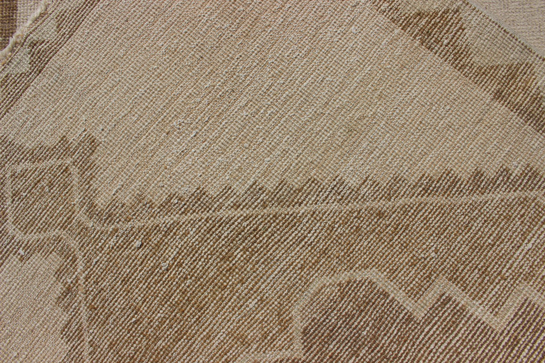 Wool Vintage Turkish Oushak Gallery Runner in Soft Beige and Taupe 3'8 x 13'4 For Sale