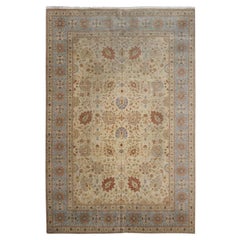 Vintage Turkish Oushak Geometric Overall Beige Oushak