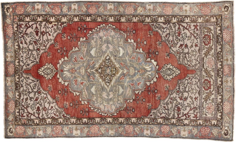 Vintage Turkish Oushak Hall Accent, Foyer or Entry Rug with French ...