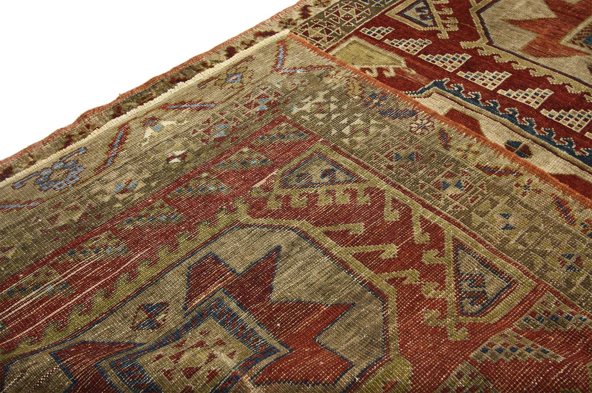 Vintage Turkish Oushak Hallway Runner with Art Deco Mission Style 4