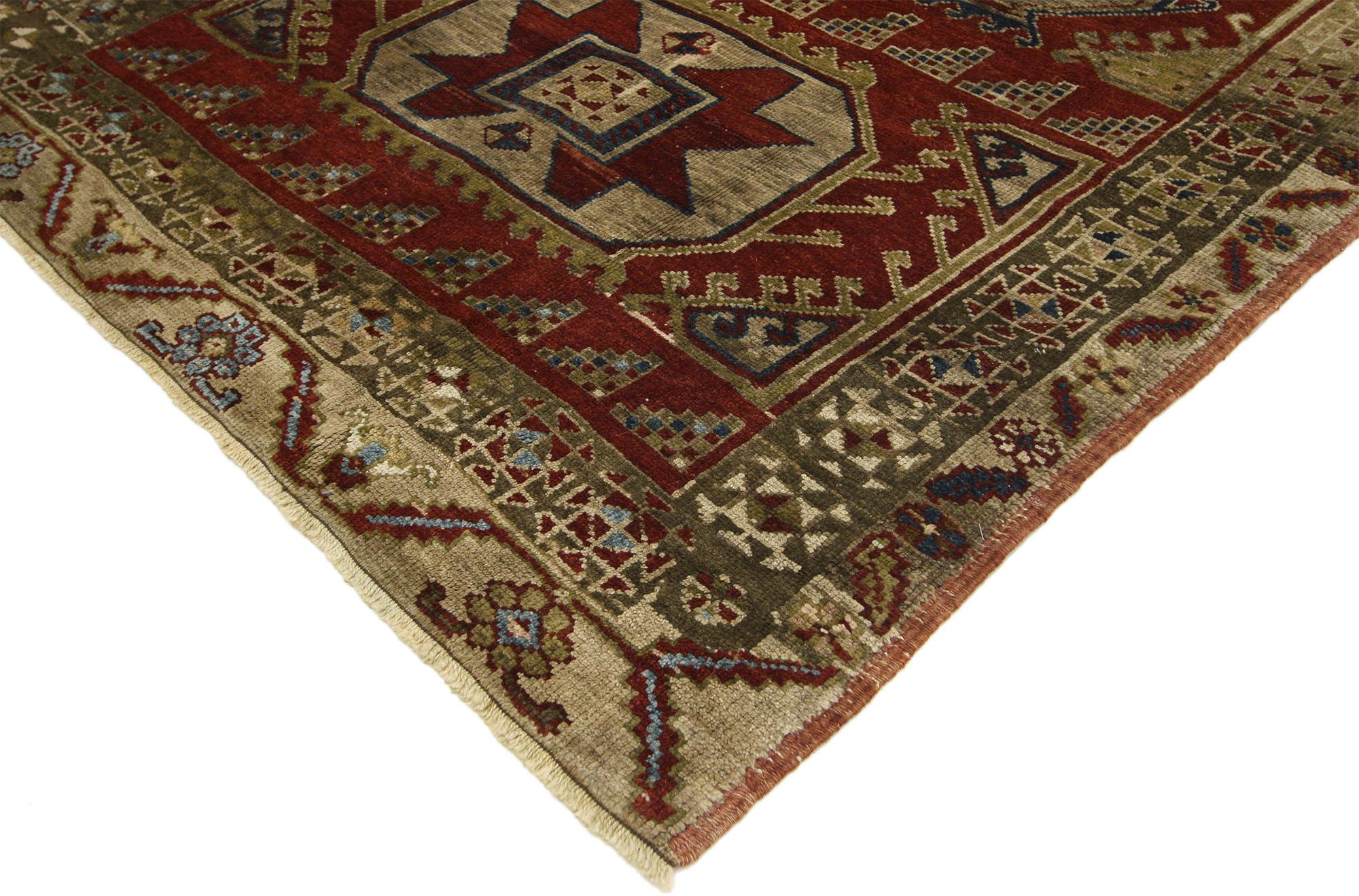 Vintage Turkish Oushak Hallway Runner with Art Deco Mission Style 2