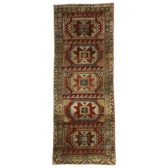 Used Turkish Oushak Hallway Runner with Art Deco Mission Style