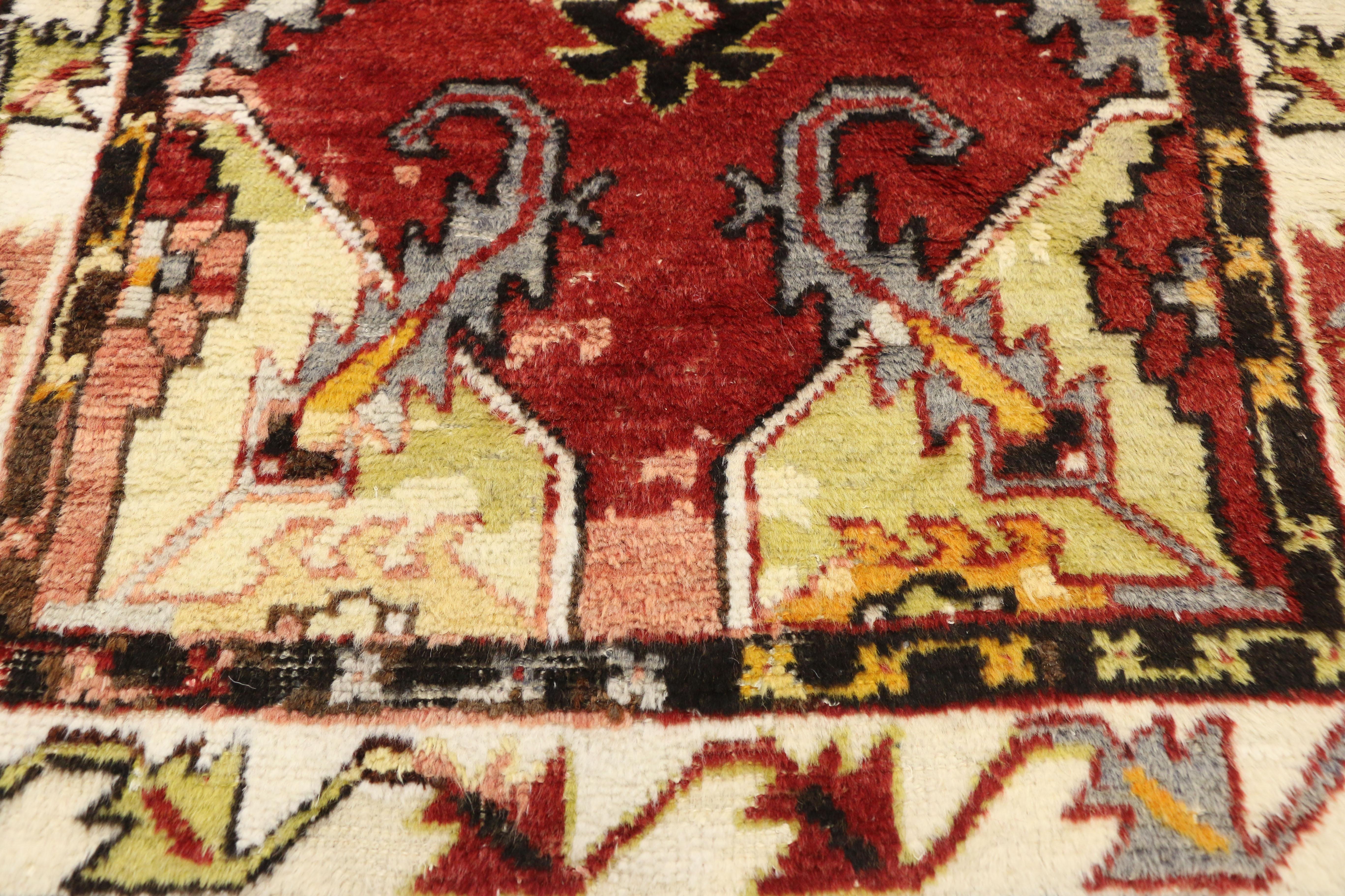 Vintage Turkish Oushak Hallway Runner with Artisan Tribal Style In Good Condition For Sale In Dallas, TX