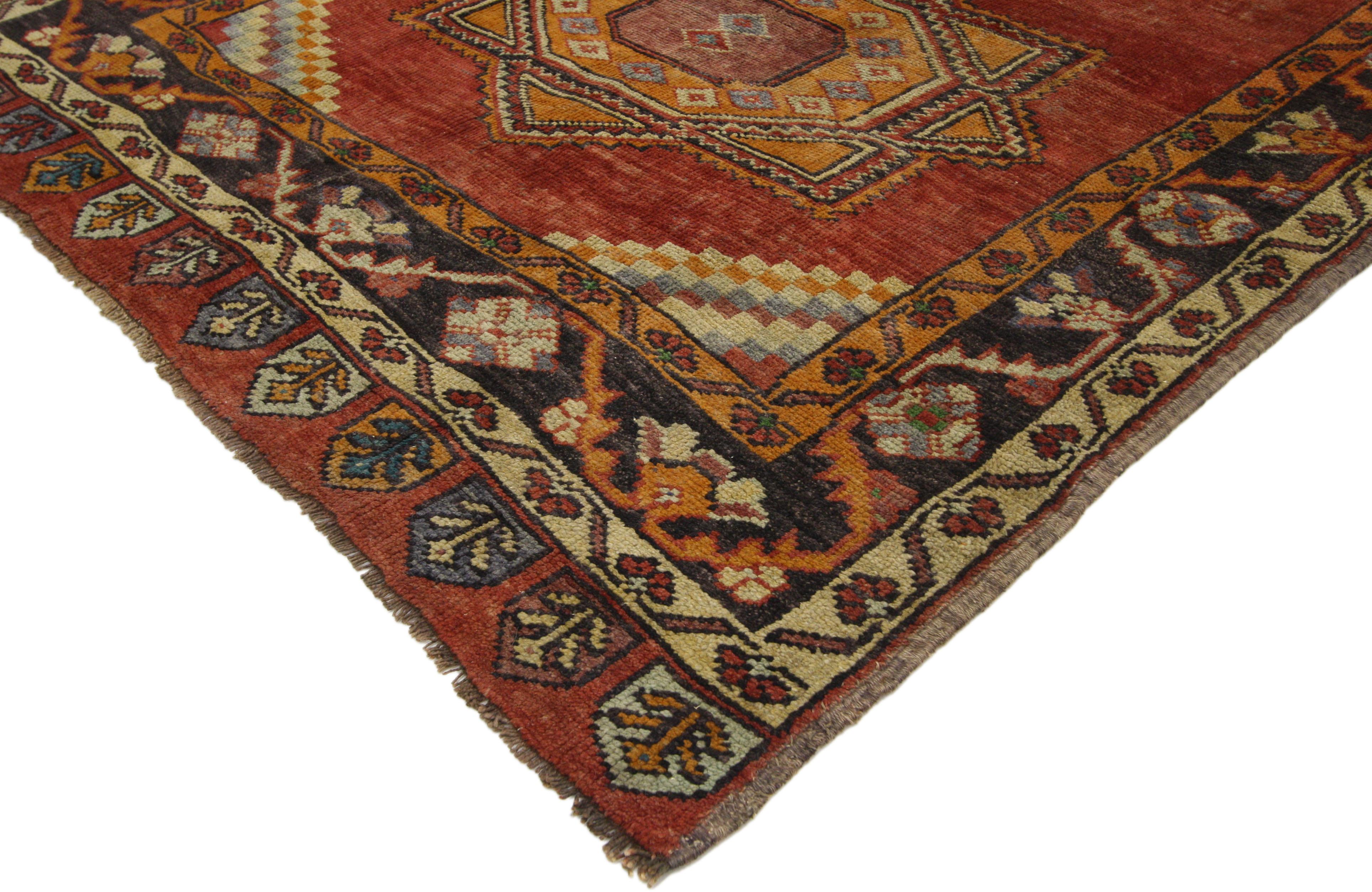 20th Century Vintage Turkish Oushak Hallway Runner with Craftsman Tribal Style For Sale