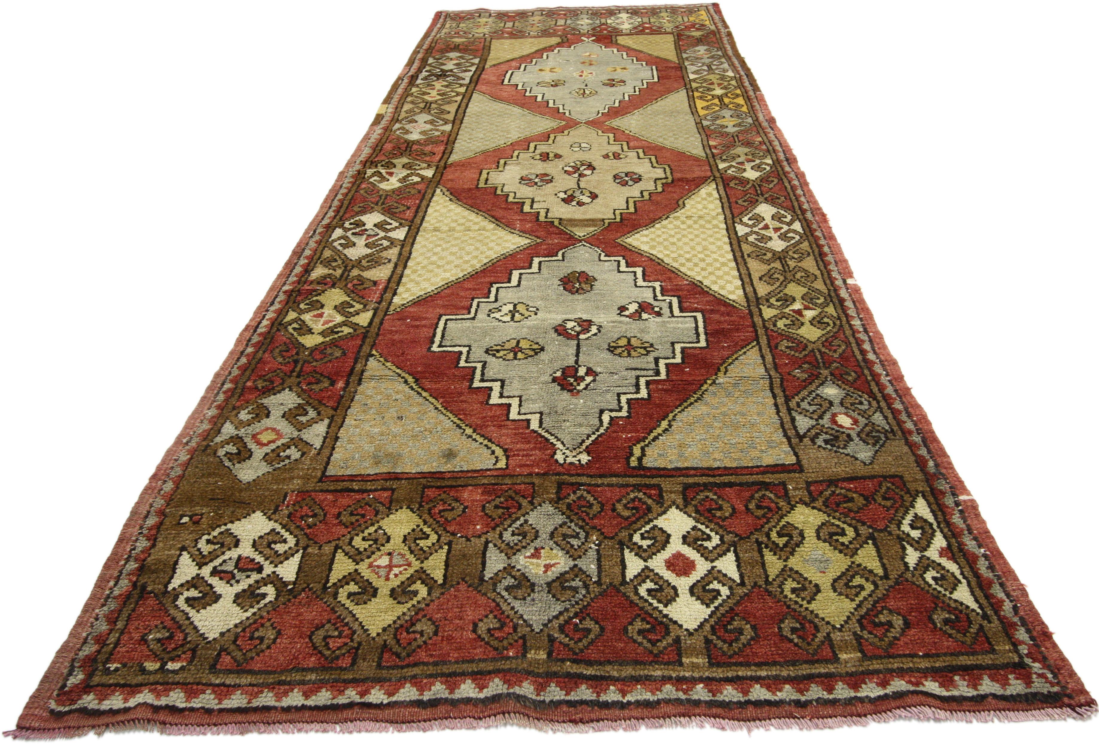 Vintage Turkish Oushak Hallway Runner For Sale 7