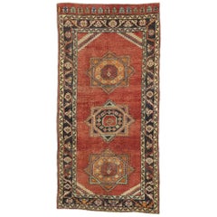 Vintage Turkish Oushak Hallway Runner with Craftsman Tribal Style