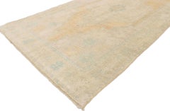 Vintage Turkish Oushak Hallway Runner with French Style and Soft Subtle Hues