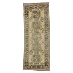 Vintage Turkish Oushak Hallway Runner with Gustavian or French Country Style