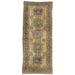 Vintage Turkish Oushak Hallway Runner with Gustavian or French Country Style