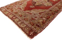 Vintage Turkish Oushak Hallway Runner with Jacobean Style
