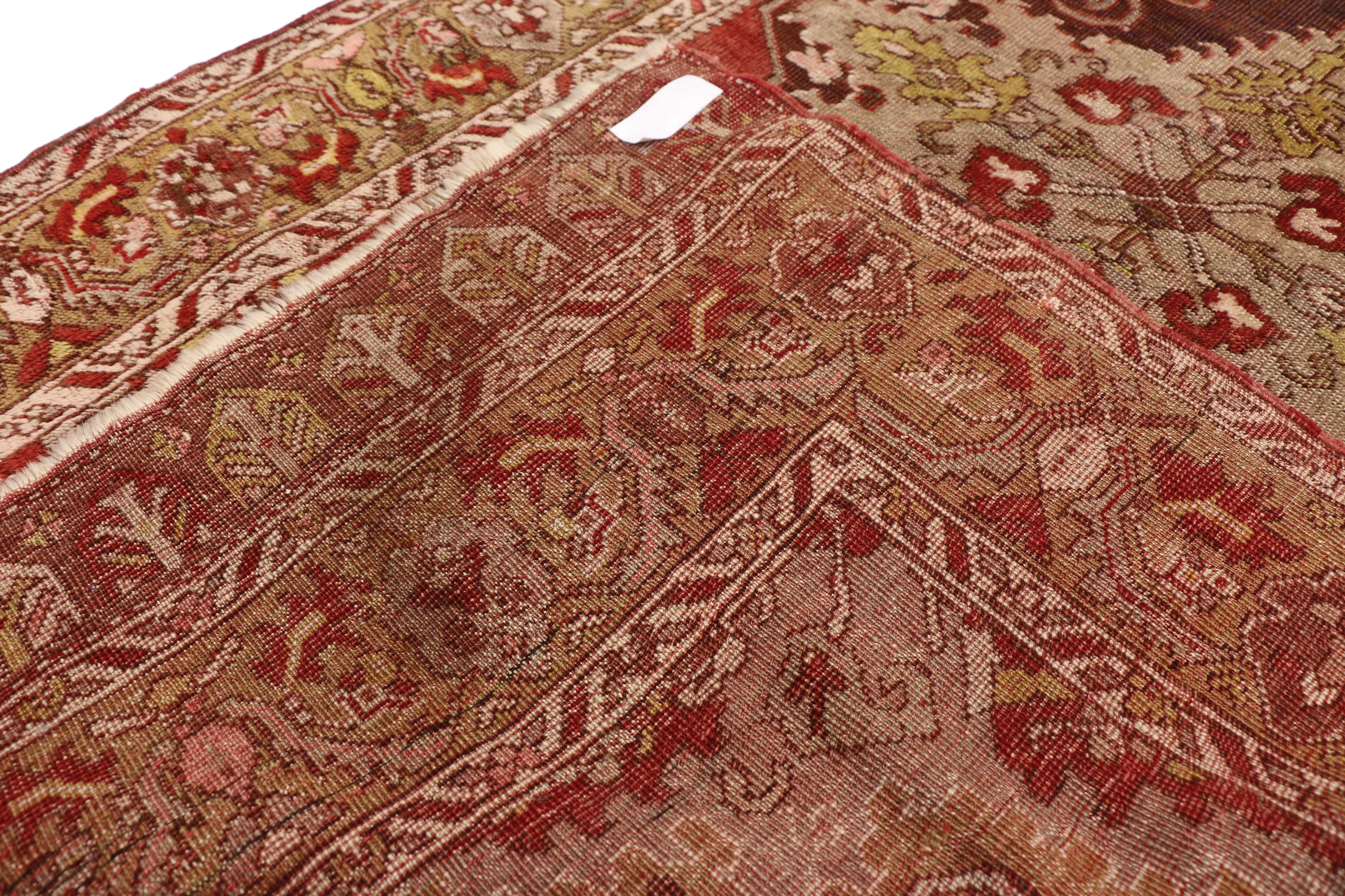 20th Century Vintage Turkish Oushak Hallway Runner with Jacobean Style For Sale