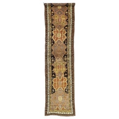 Vintage Turkish Oushak Hallway Runner with Mid-Century Modern Tribal Style