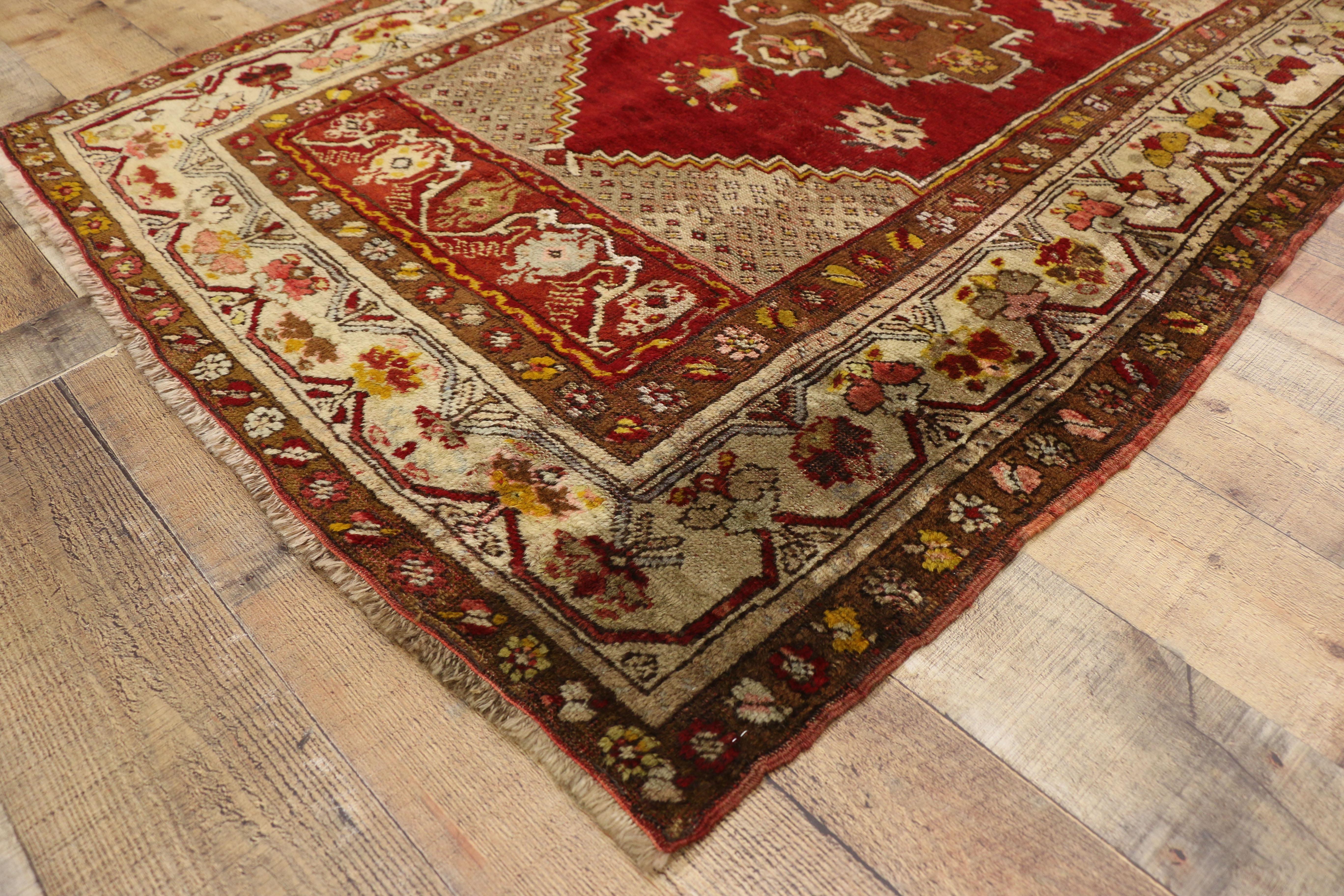 Türkischer Oushak-Läufer im modernen Art-Déco-Stil für den Flur (Wolle) im Angebot