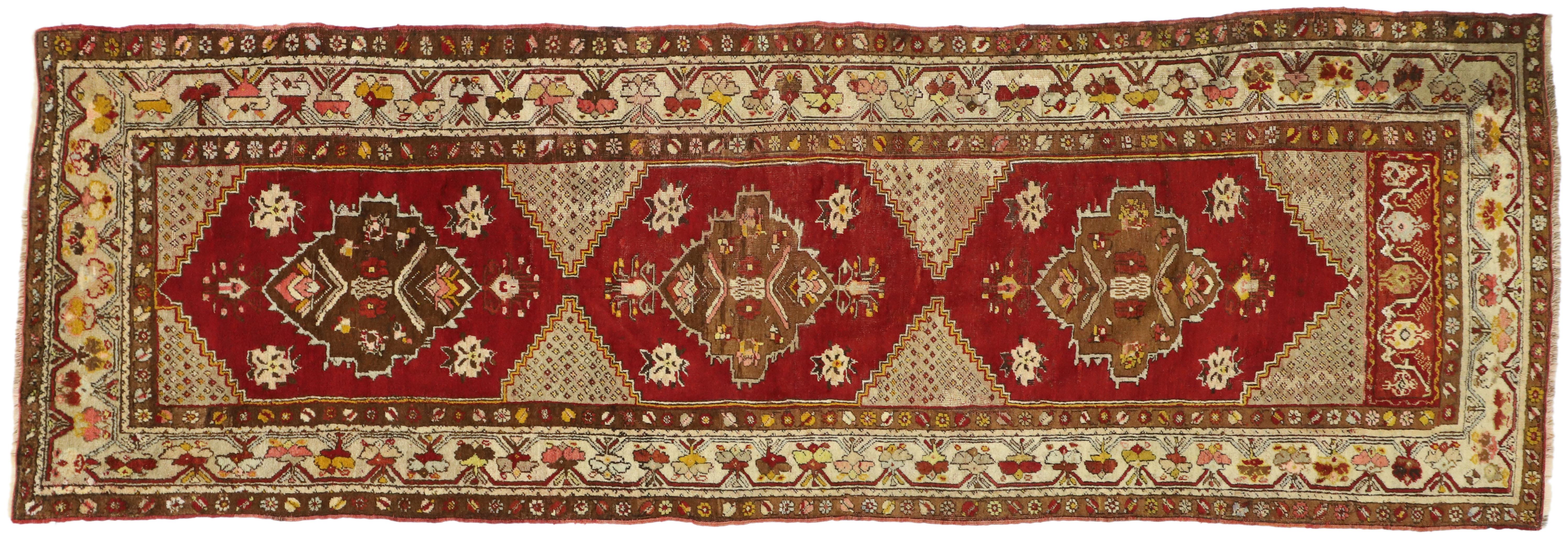 Türkischer Oushak-Läufer im modernen Art-Déco-Stil für den Flur im Angebot 3