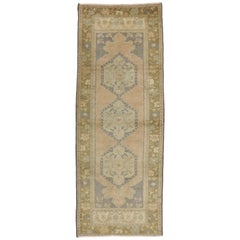 Vintage Turkish Oushak Hallway Runner with Romantic Arts 
Crafts Style