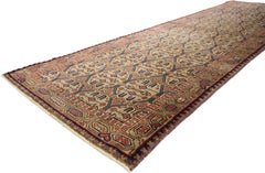 Vintage Turkish Oushak Hallway Runner with Rustic Art Deco Style