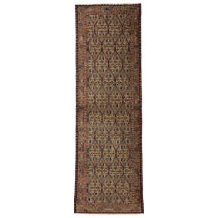 Vintage Turkish Oushak Hallway Runner with Rustic Art Deco Style