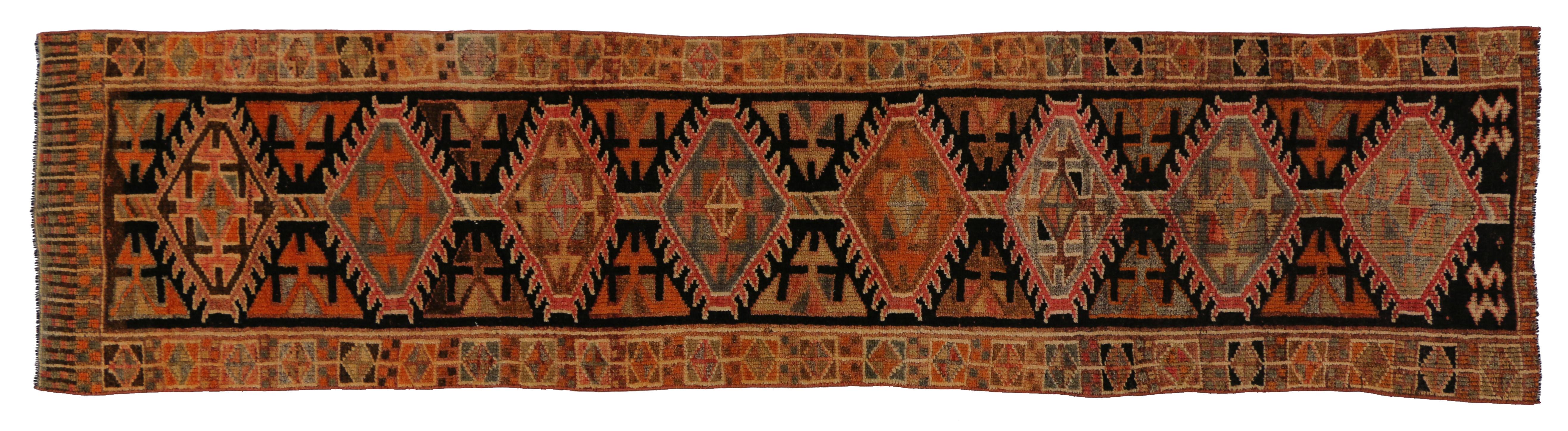 Vintage Turkish Oushak Hallway Runner with Rustic Arts & Crafts Style For Sale 5