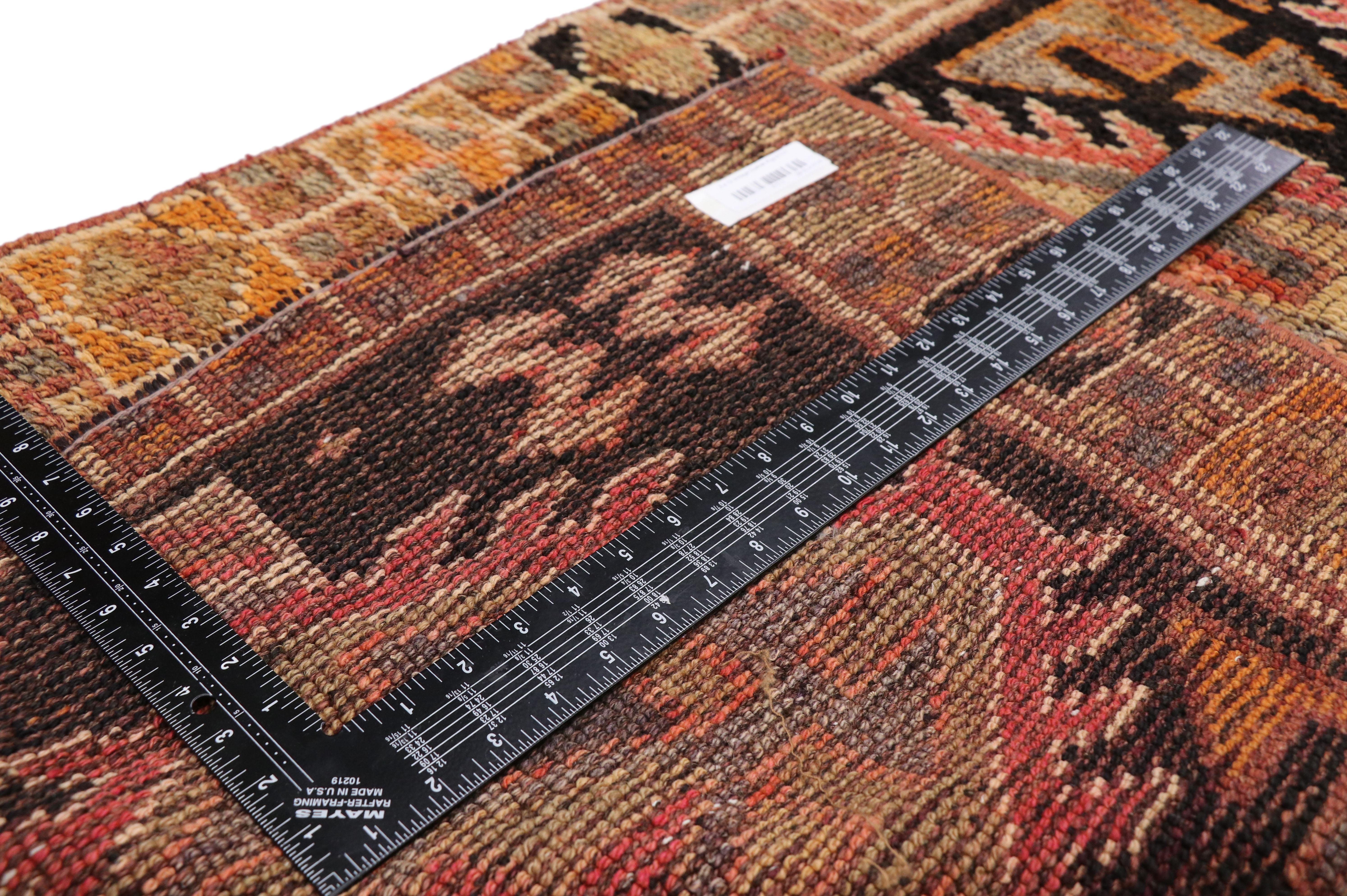 Vintage Turkish Oushak Hallway Runner with Rustic Arts & Crafts Style For Sale 1