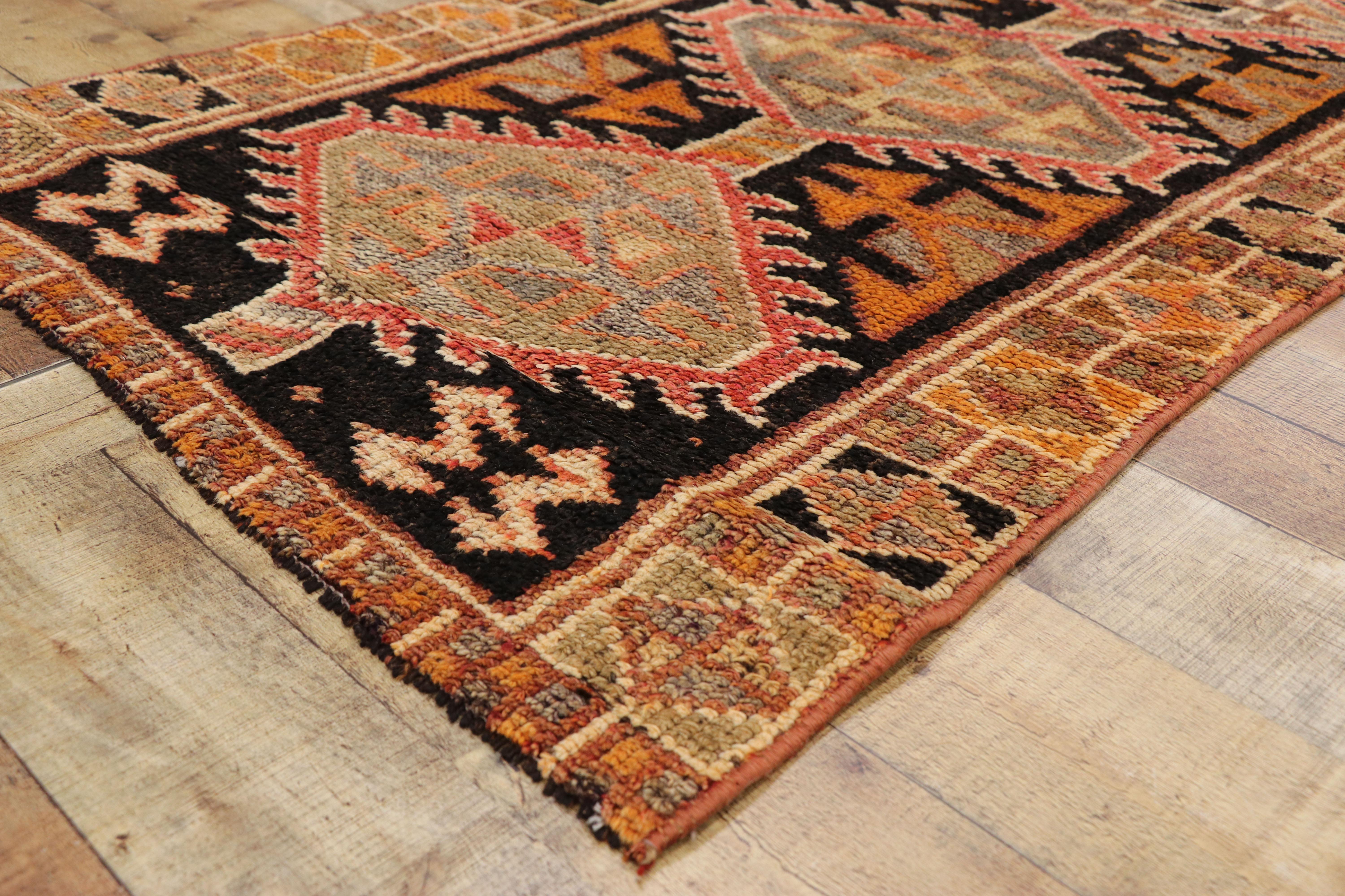 Vintage Turkish Oushak Hallway Runner with Rustic Arts & Crafts Style For Sale 2