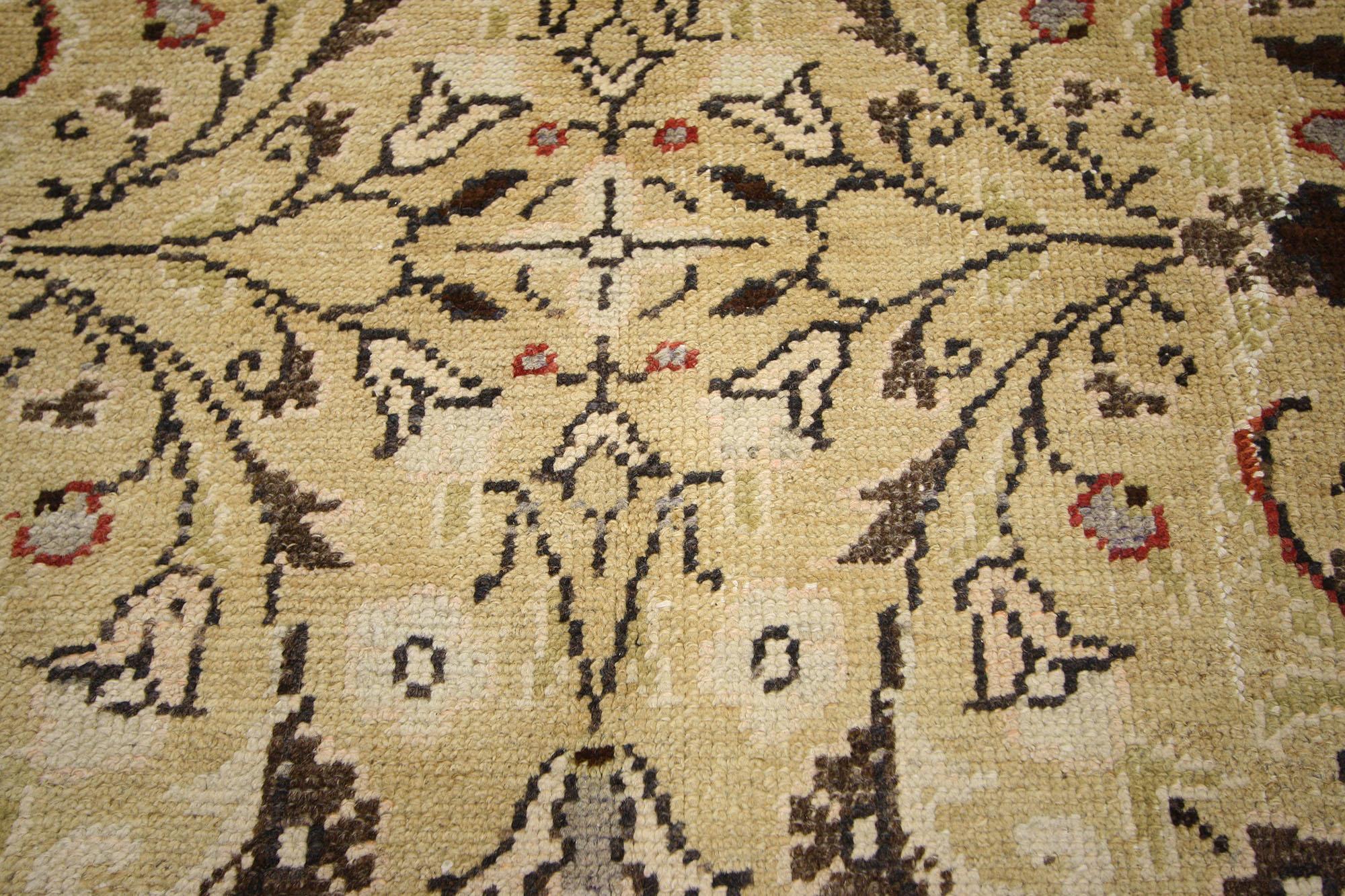 Hand-Knotted Vintage Turkish Oushak Hallway Runner with Rustic Swedish Farmhouse Style For Sale