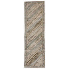 Vintage Turkish Oushak Hallway Runner with Soft Colors and French Country Style