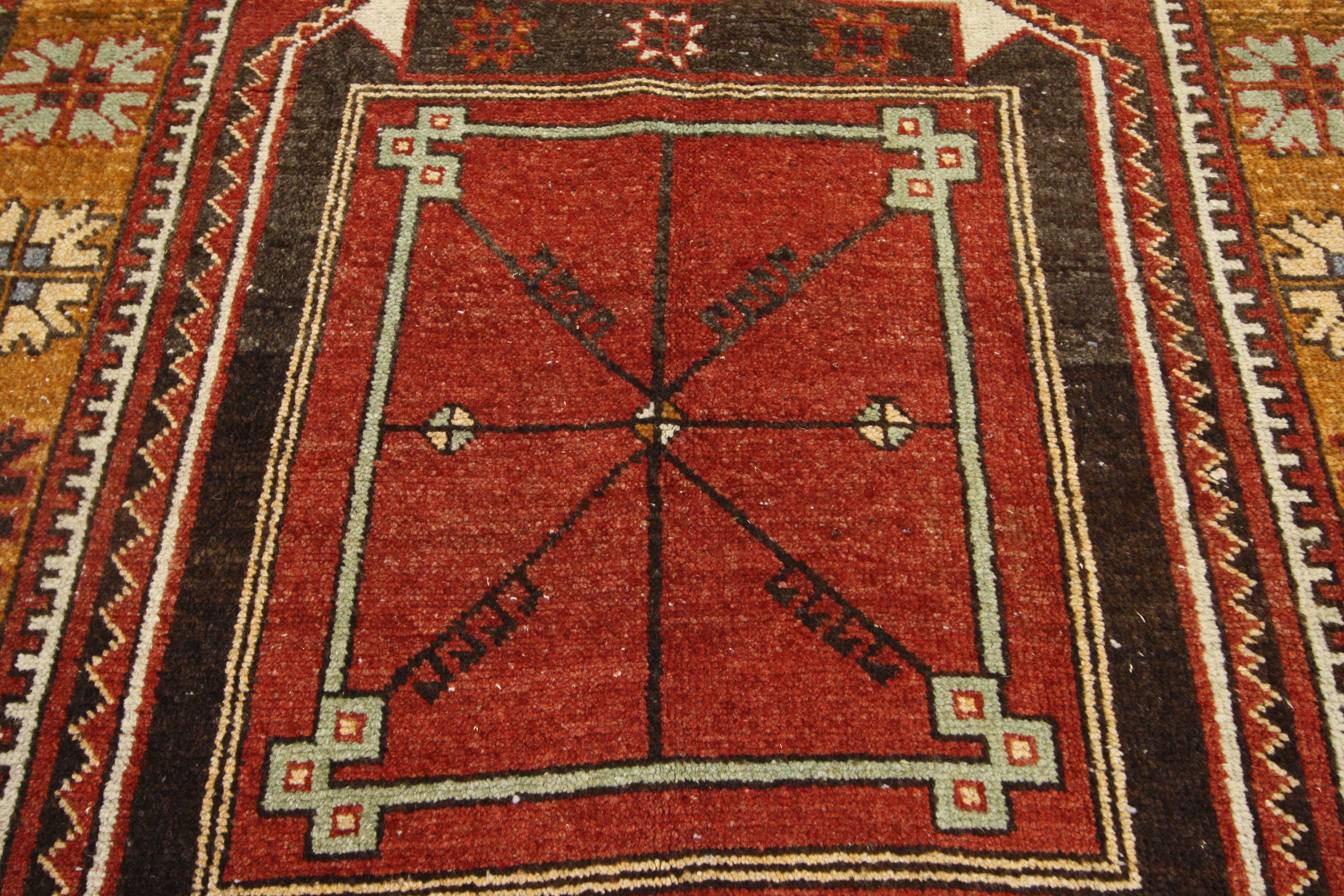 Hand-Knotted Vintage Turkish Oushak Hallway Runner with Tribal Mission Style For Sale