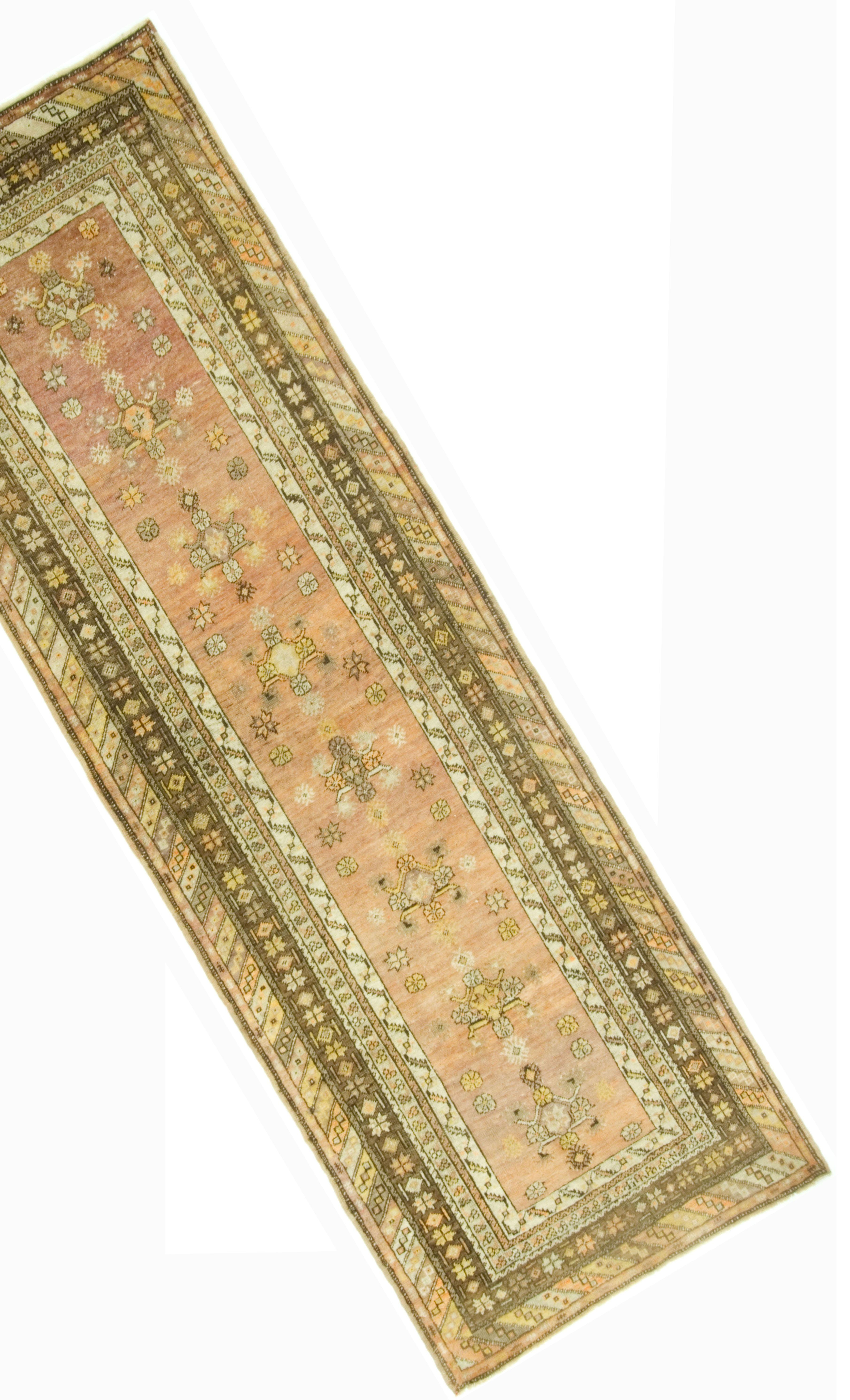 Türkischer Oushak handgeknüpfter Läufer, handgeknüpft  3'2 x 9'6 m (Handgeknüpft) im Angebot