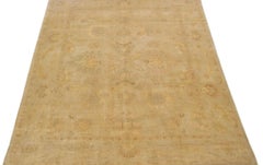 Vintage Türkisch Oushak Handgefertigt Floral Beige Wolle Teppich