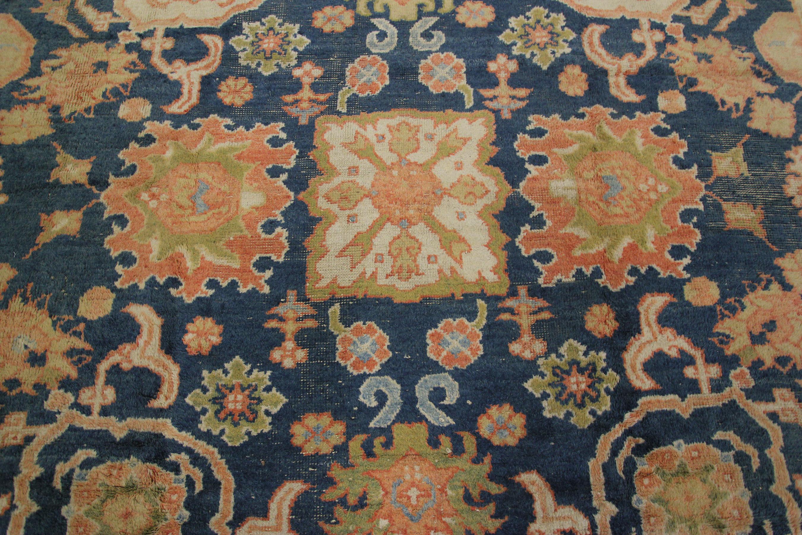 Türkischer Oushak handgefertigter Oushak geometrischer Overall-Teppich im Vintage-Stil, 8x10 (Wolle) im Angebot