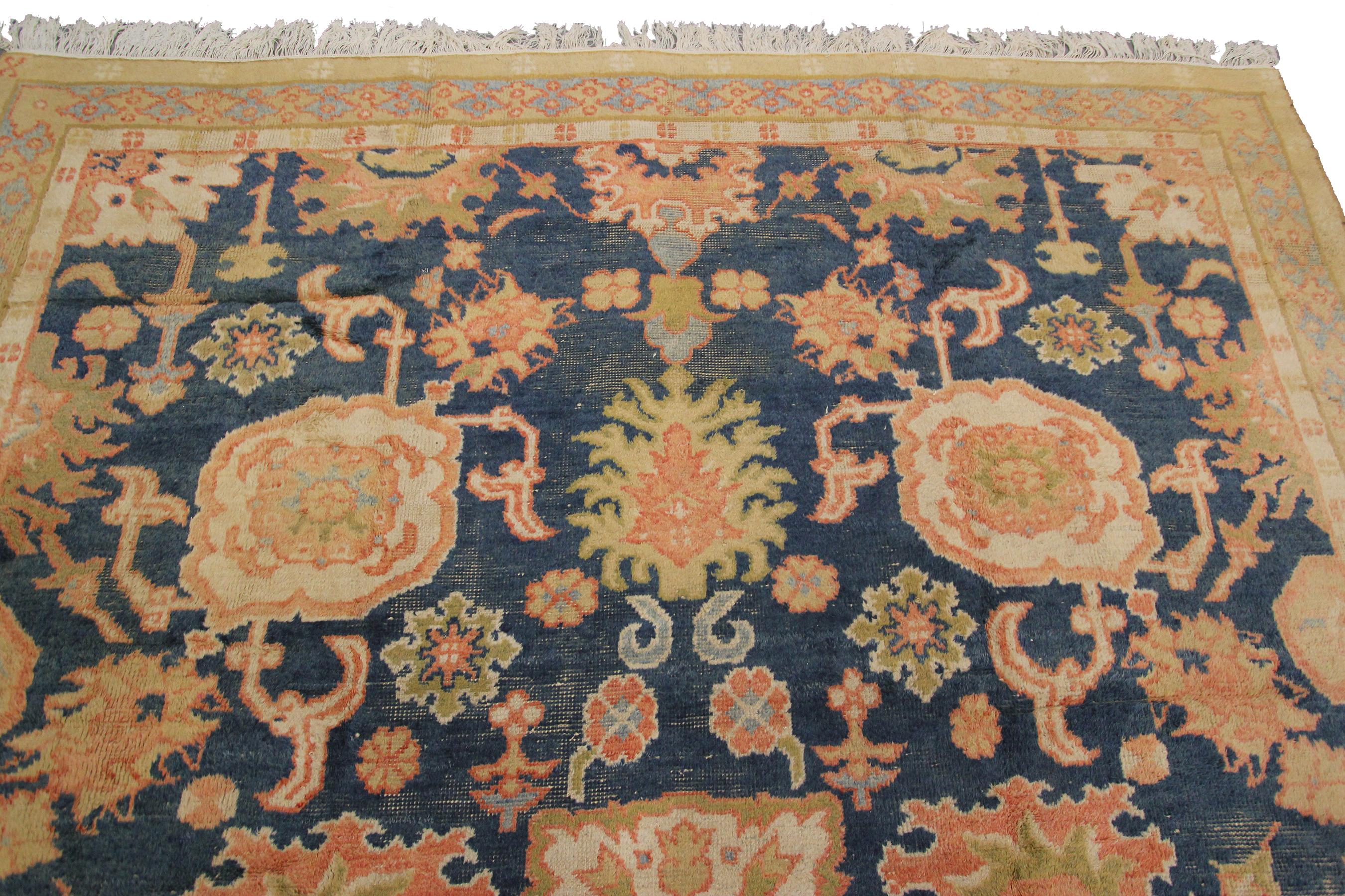 Türkischer Oushak handgefertigter Oushak geometrischer Overall-Teppich im Vintage-Stil, 8x10 im Angebot 1