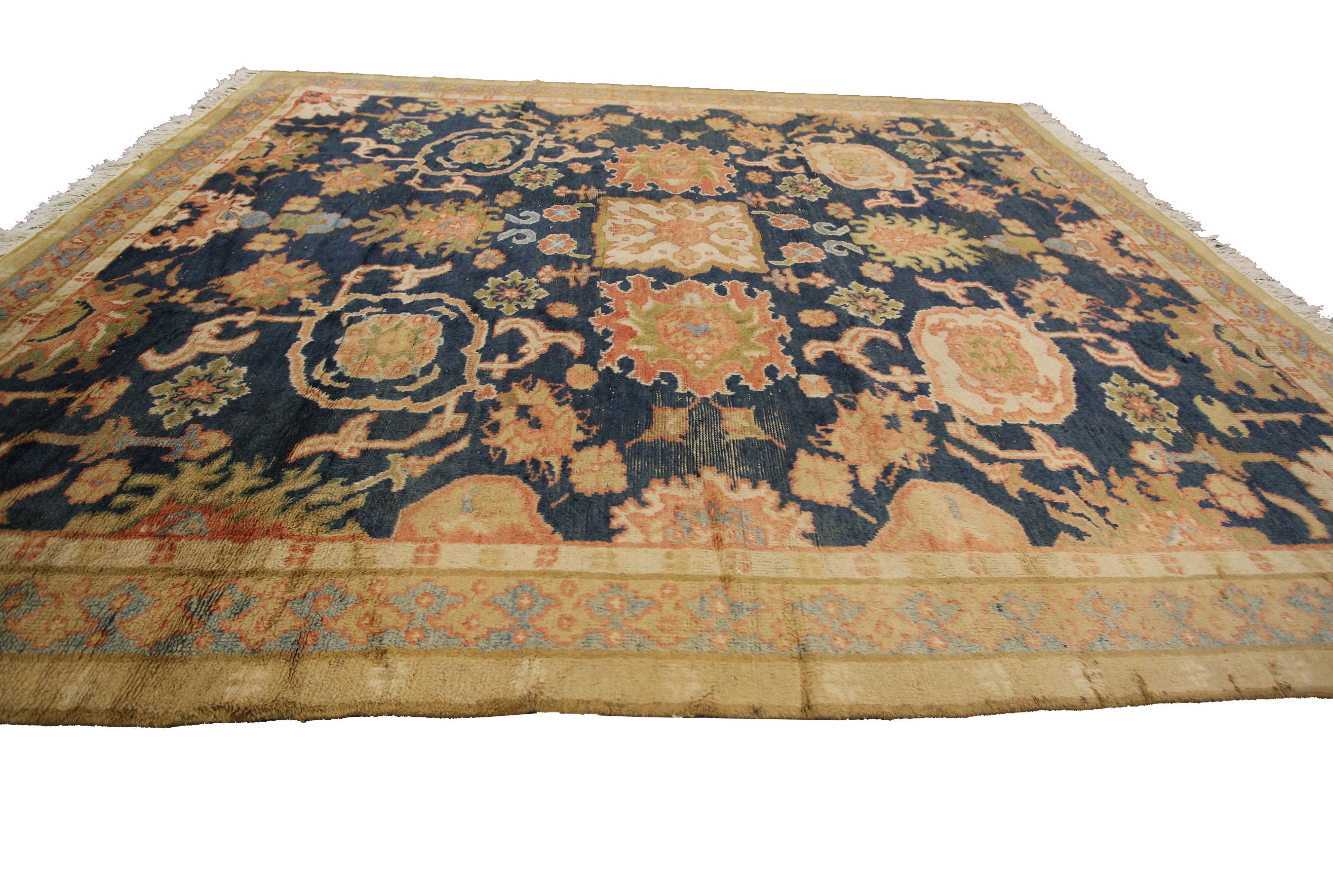 Türkischer Oushak handgefertigter Oushak geometrischer Overall-Teppich im Vintage-Stil, 8x10 im Angebot 2