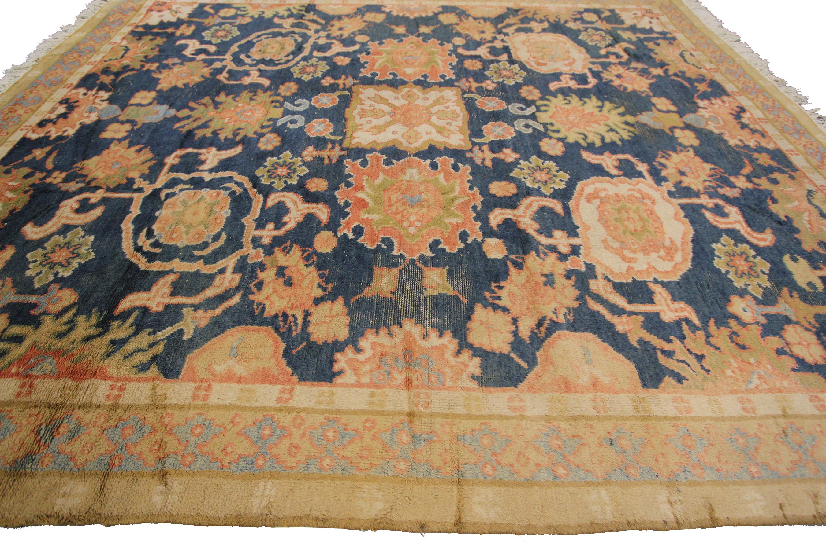 Türkischer Oushak handgefertigter Oushak geometrischer Overall-Teppich im Vintage-Stil, 8x10 im Angebot 3